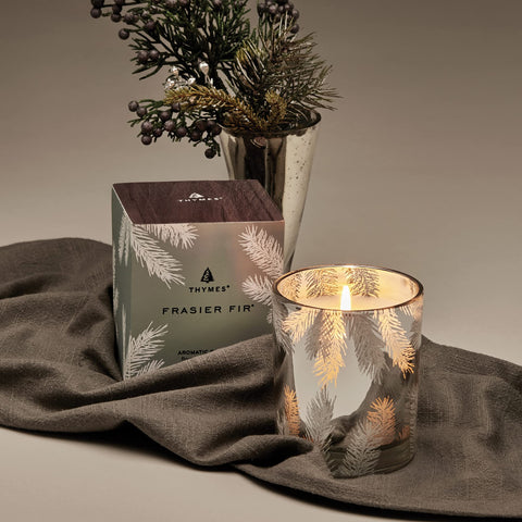 Thymes Frasier Fir pine-needle design close-up, textured visual appeal