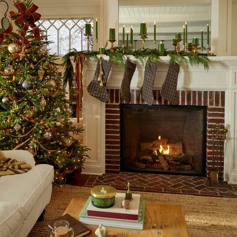 Thymes Frasier Fir used as a table centerpiece creating cozy ambiance