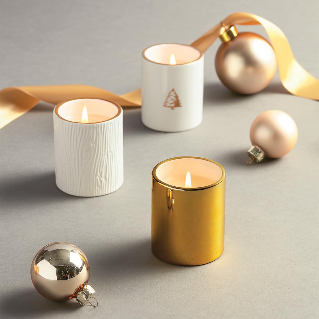 Thymes wood-grain votive close-up highlighting texture and benefit: natural rustic accent
