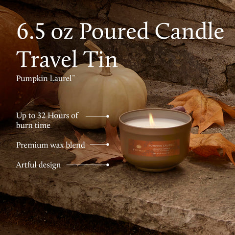 thymes pumpkin laurel label detail highlighting botanical artwork and luxury finish