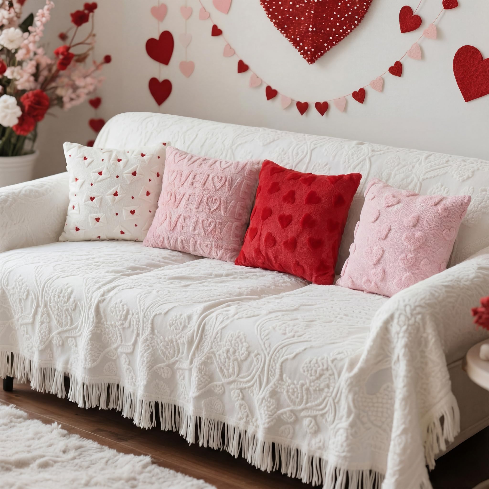 Tiamon pillow covers styled on sofa for romantic living room update