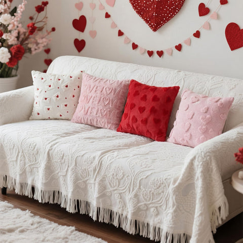 Tiamon pillow covers styled on sofa for romantic living room update