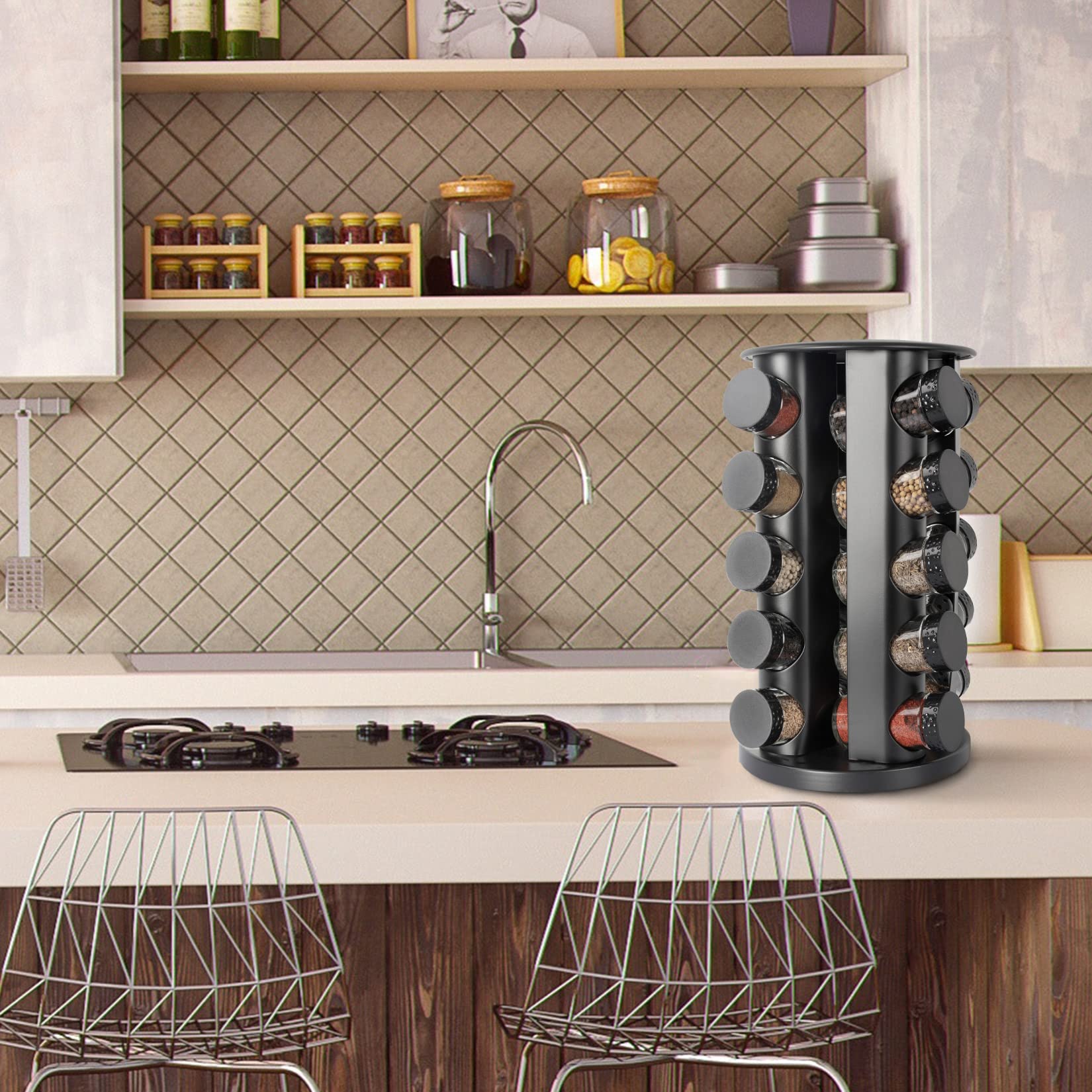Tianifa spice rack styled on kitchen counter enhancing organization and decor