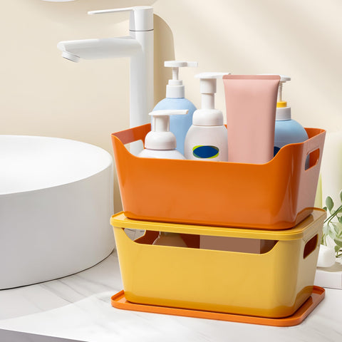 Tiawudi holding bathroom supplies showing practical multi-room storage benefit