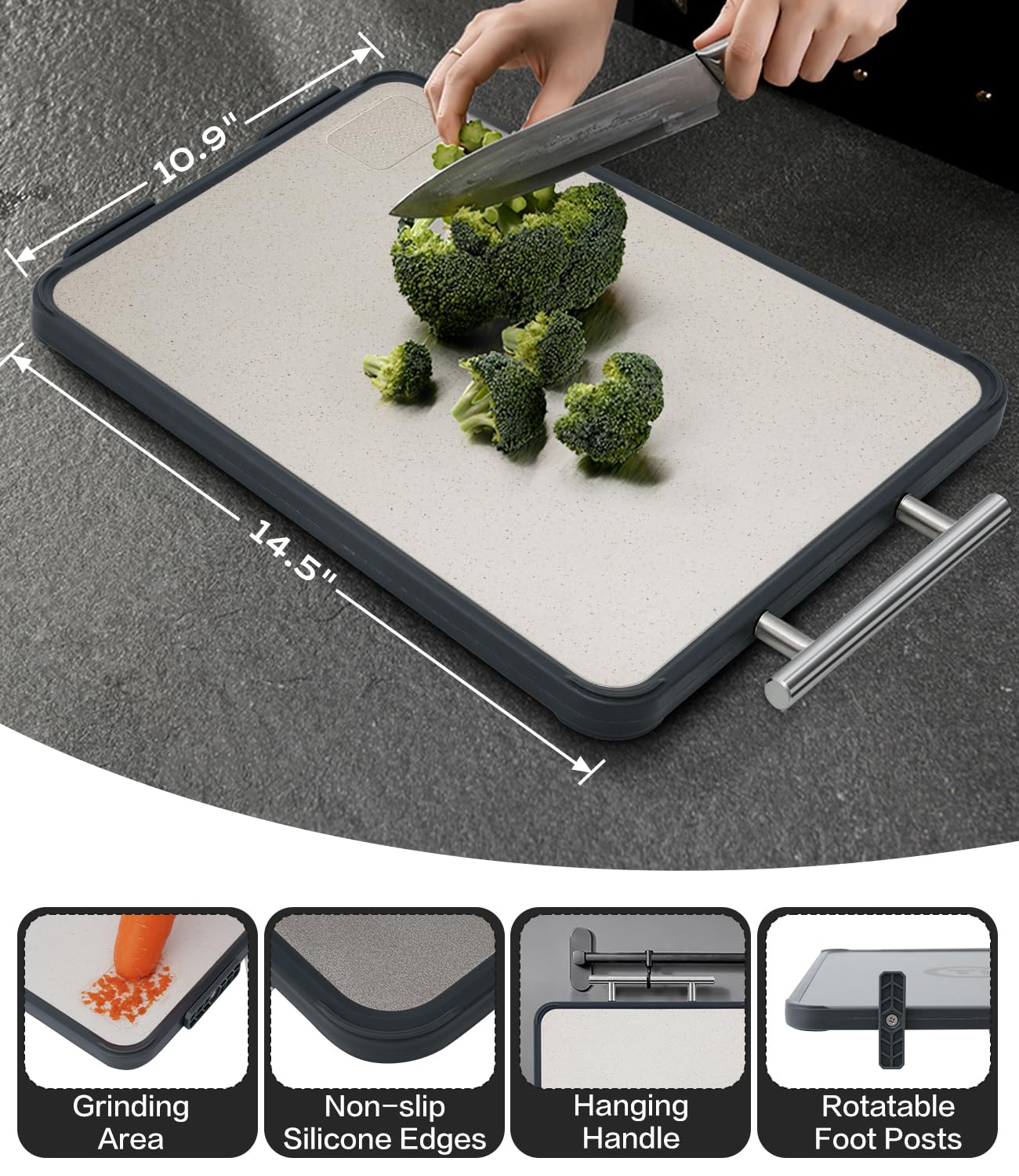 Tibbicc cutting board standing upright in kitchen to save counter space and dry quickly