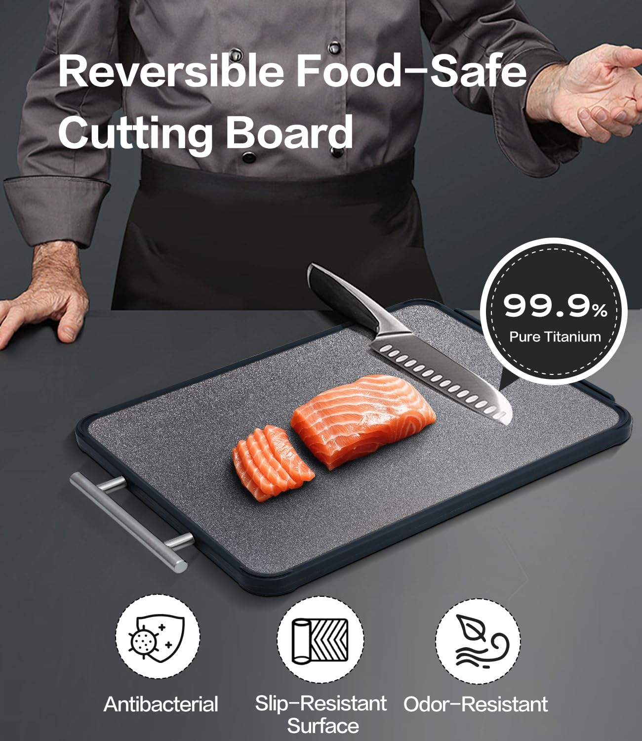 Tibbicc silicone edge shown preventing movement, protecting counters during prep