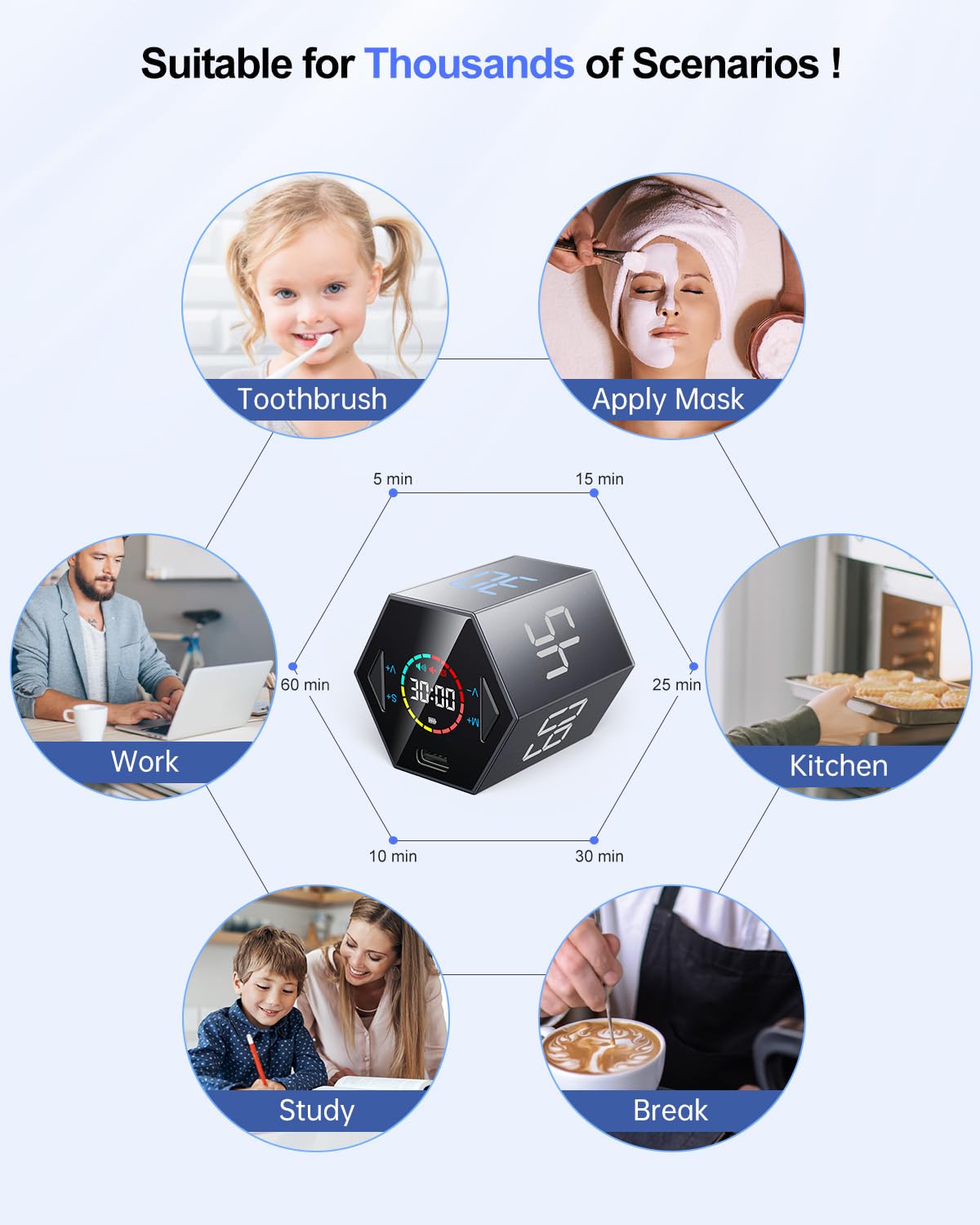 Ticktime cube next to cooking ingredients showing precise timing for kitchen tasks