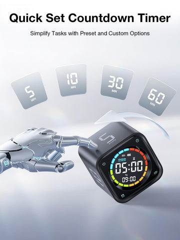 Ticktime TK3 close-up LED screen displaying time, day, and mode for clarity