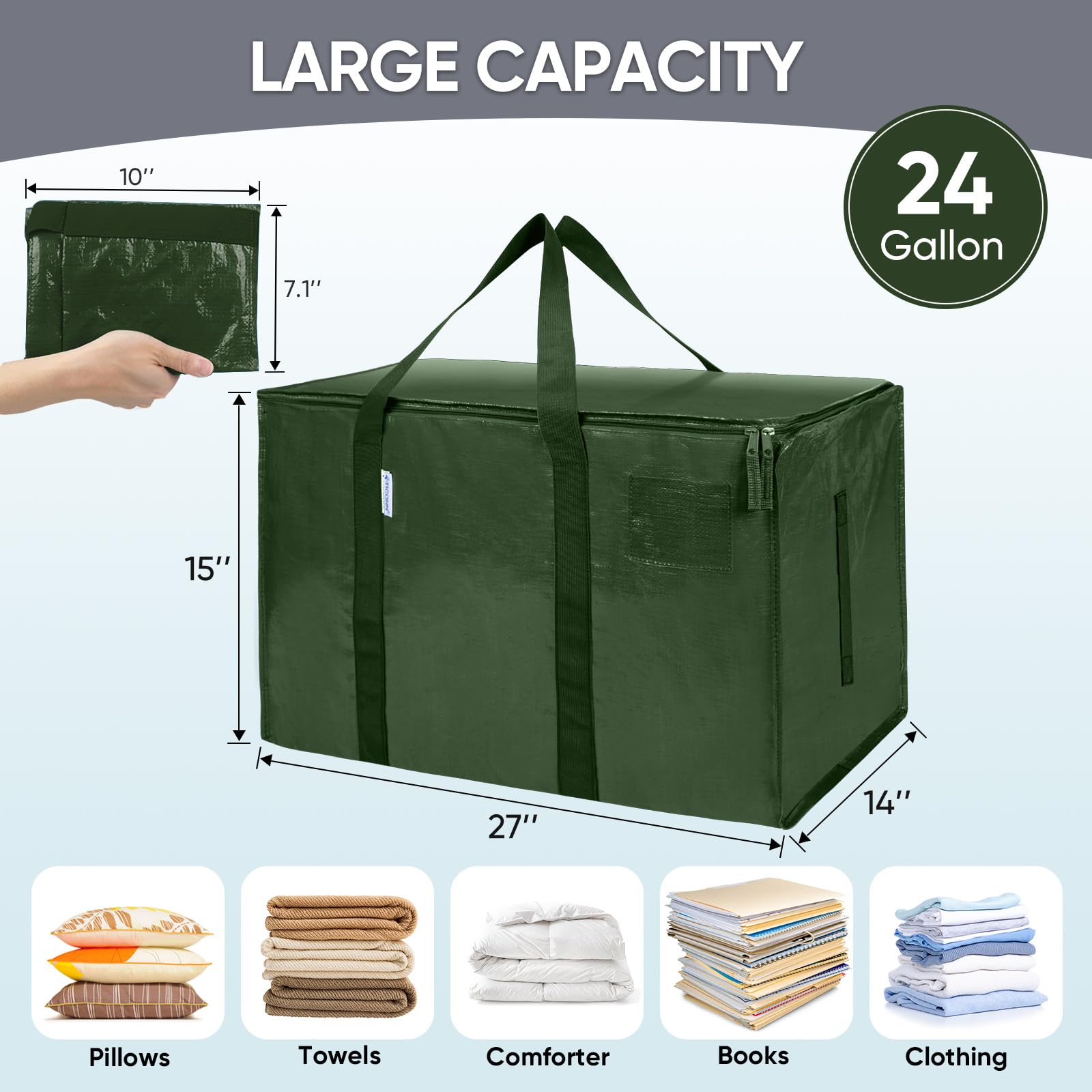 TICONN folded flat storage showing compactness and space saving benefit