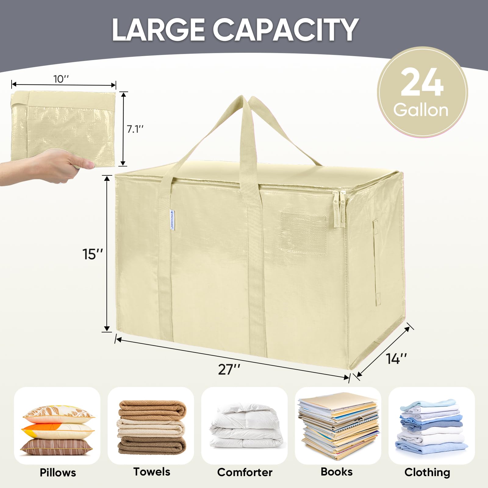 TICONN folded flat for storage demonstrating space-saving convenience and easy stowage benefit