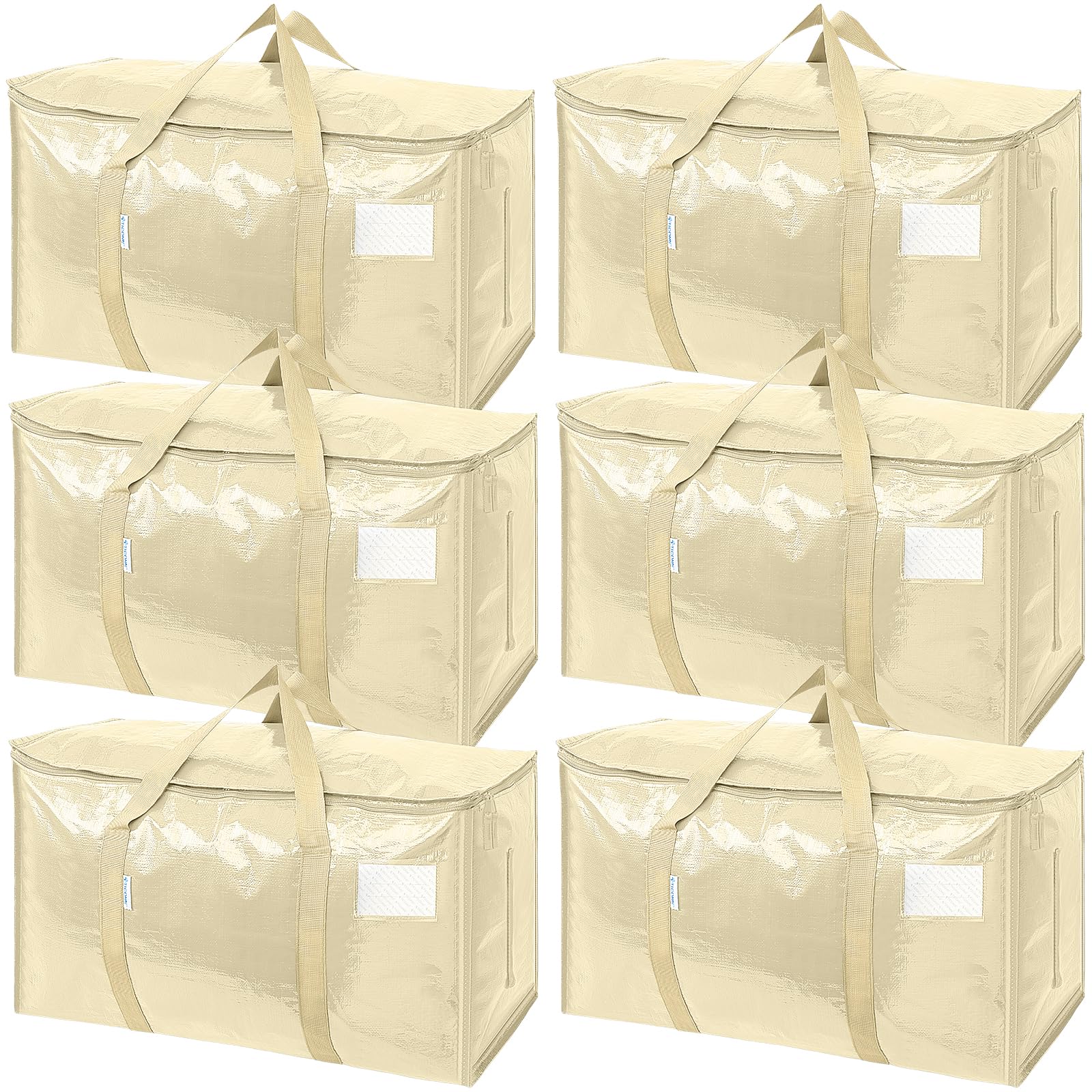 TICONN front view of six cream moving bags showing large capacity and uniform packing benefit