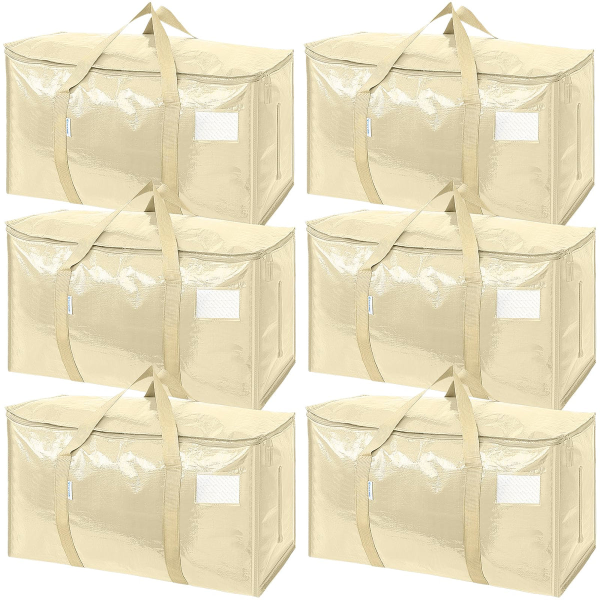 TICONN front view of six cream moving bags showing large capacity and uniform packing benefit
