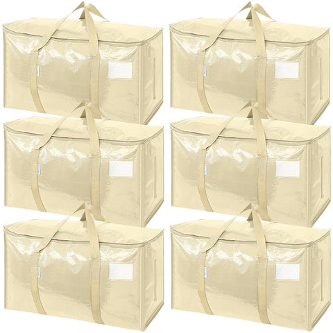 TICONN front view of six cream moving bags showing large capacity and uniform packing benefit