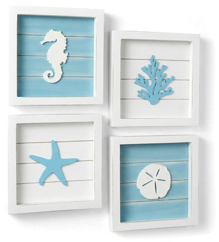 Tide and Tales front view of framed set shows cohesive beach decor benefit