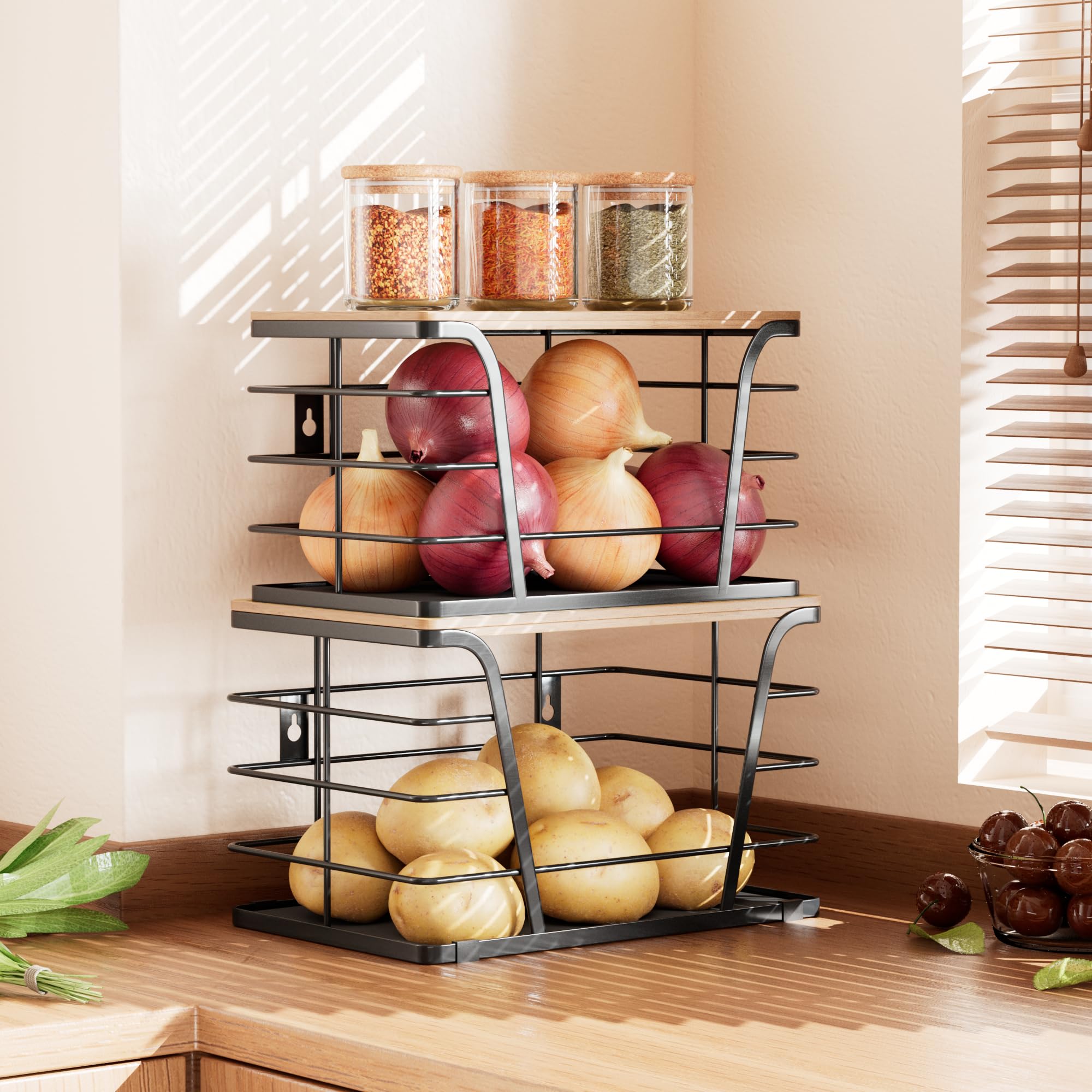 TIDIIABODE stacked bins on pantry shelf demonstrating vertical storage and space-saving benefit