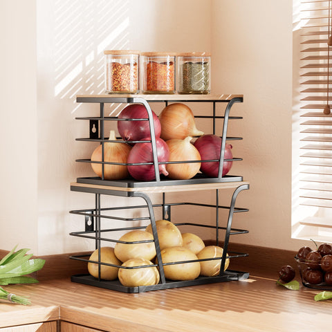 TIDIIABODE stacked bins on pantry shelf demonstrating vertical storage and space-saving benefit