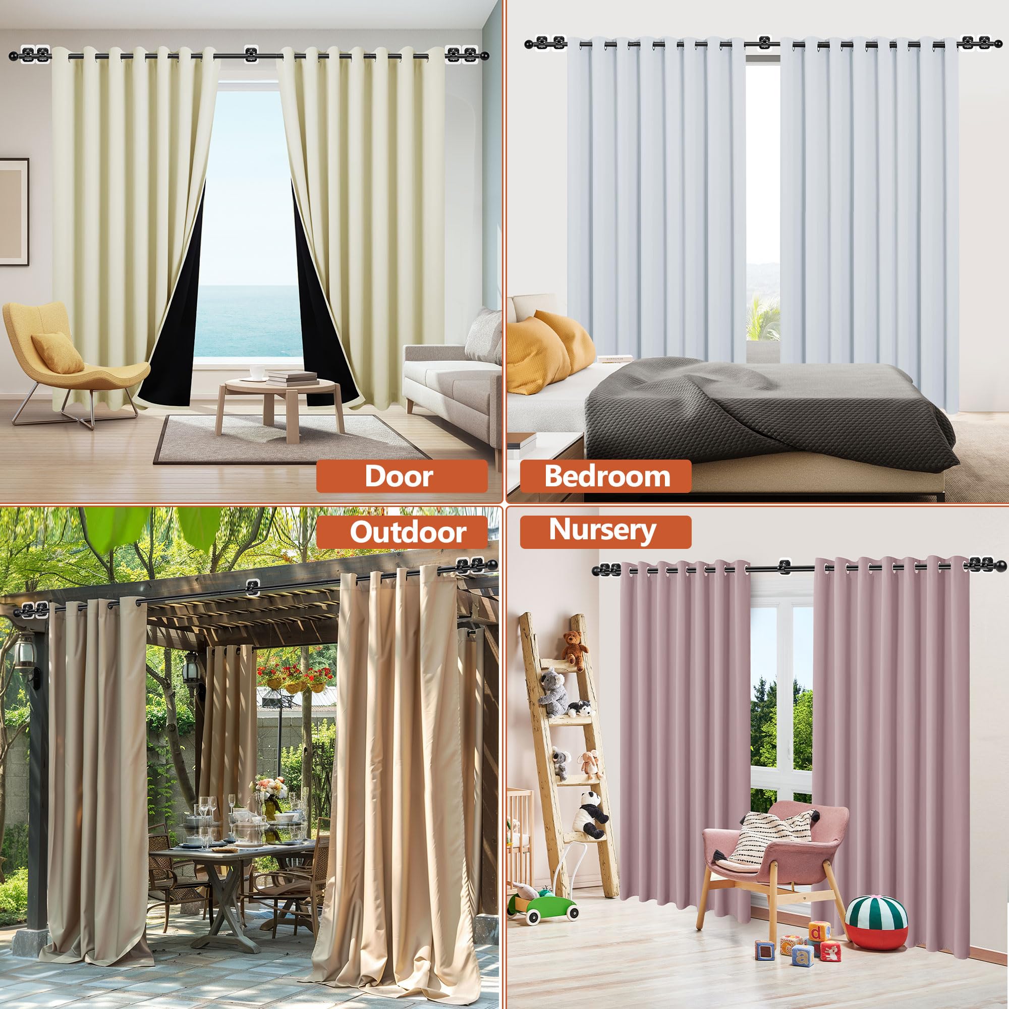 Tidisort fully assembled adjustable rod across wide window, providing sturdy curtain support