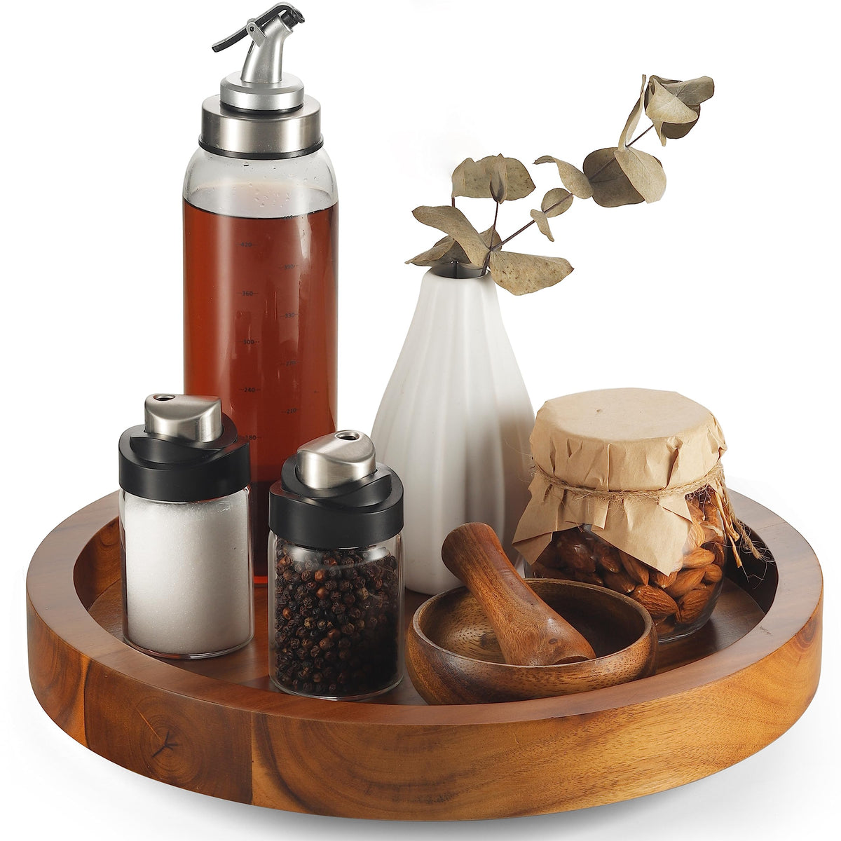 Tidita front view of 13-inch lazy susan showing tidy countertop storage benefit