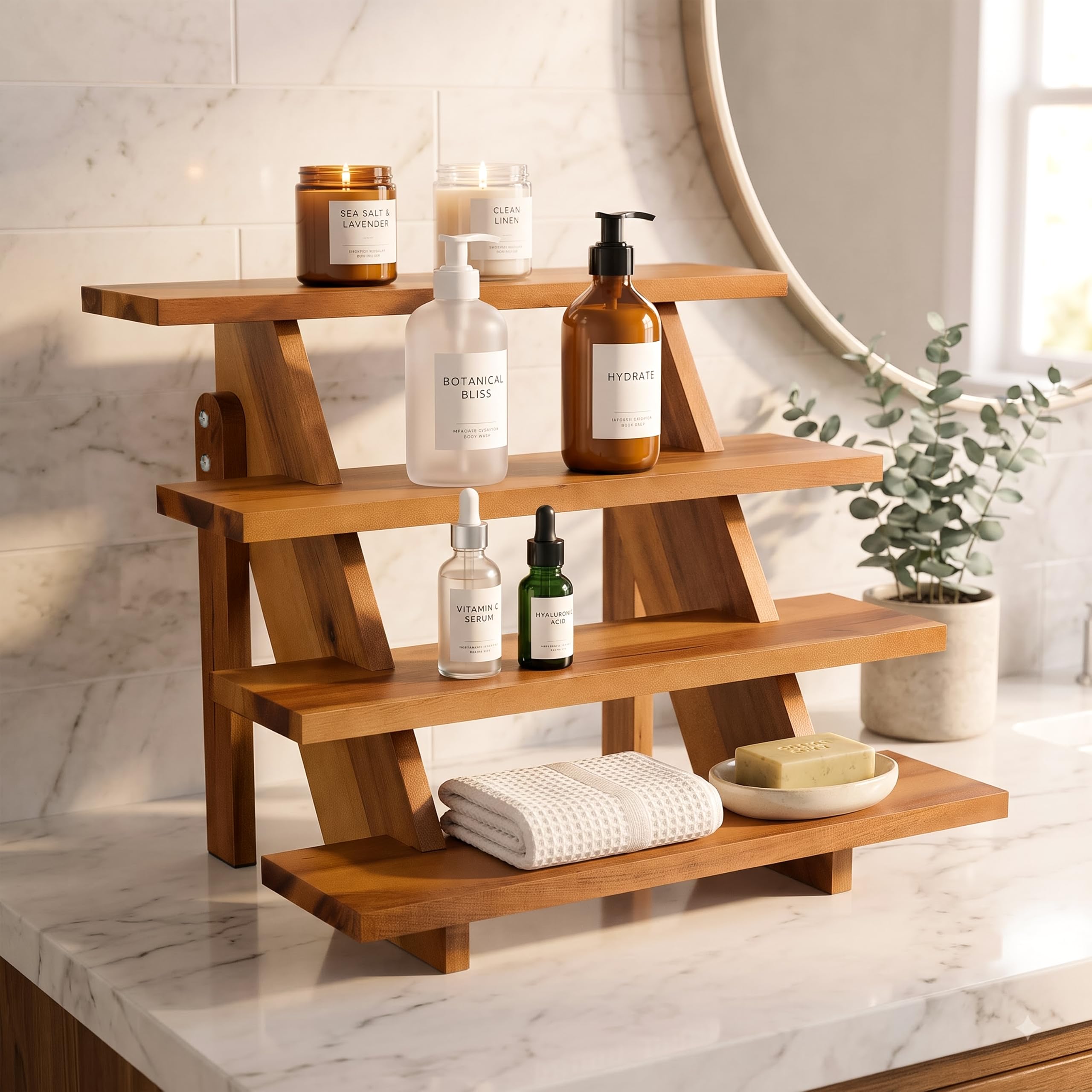 Tidita components laid out including shelves and post for quick assembly clarity