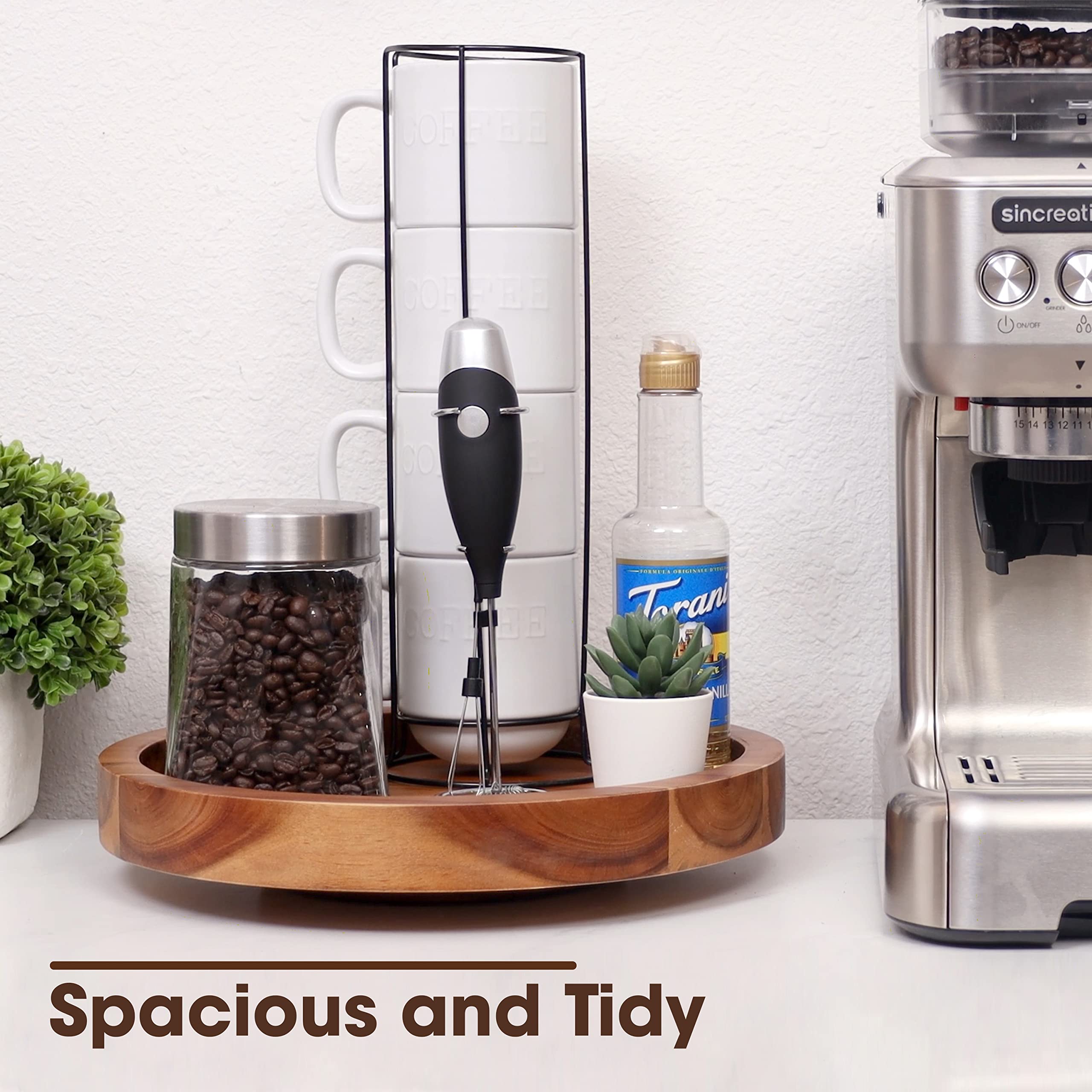 Tidita 13-inch lazy susan beside utensils to show scale and space-saving benefit