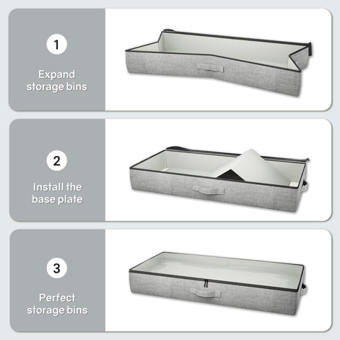 TidyCorner side profile under bed emphasizing slim 4.5-inch height and dust protection