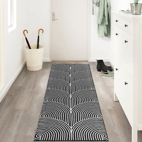Tiffasea runner in bathroom/laundry room displaying water-resistant look benefit