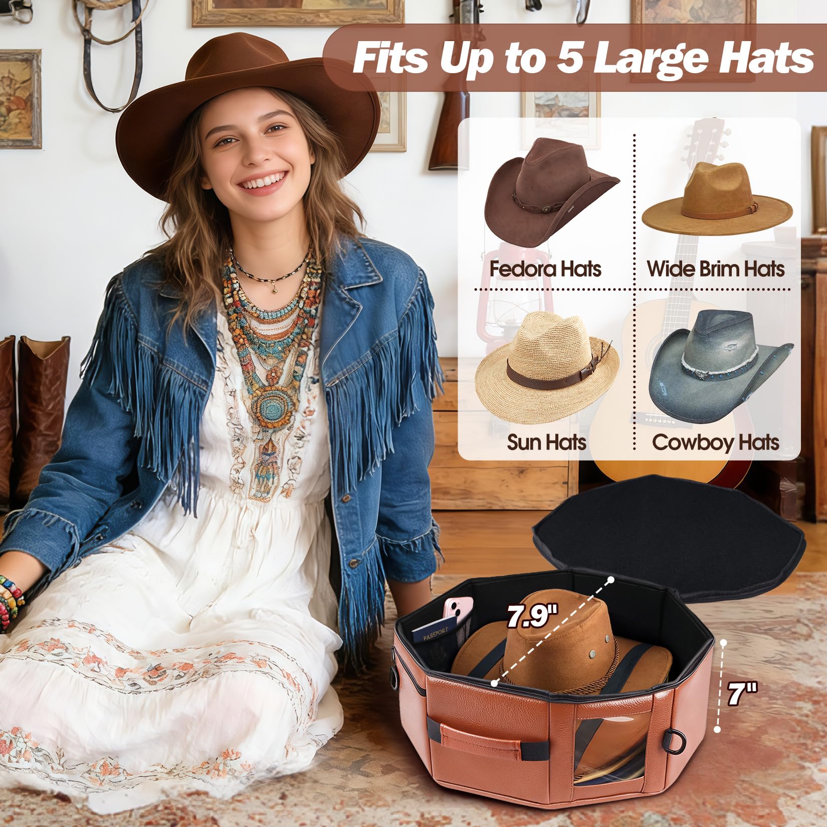 TIFFYONEK elastic straps holding hats securely to prevent shifting in transit