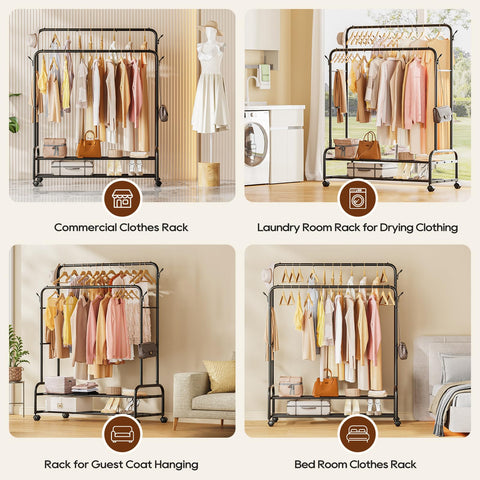 TigerParty clothes rack in laundry room illustrating drying functionality and airflow