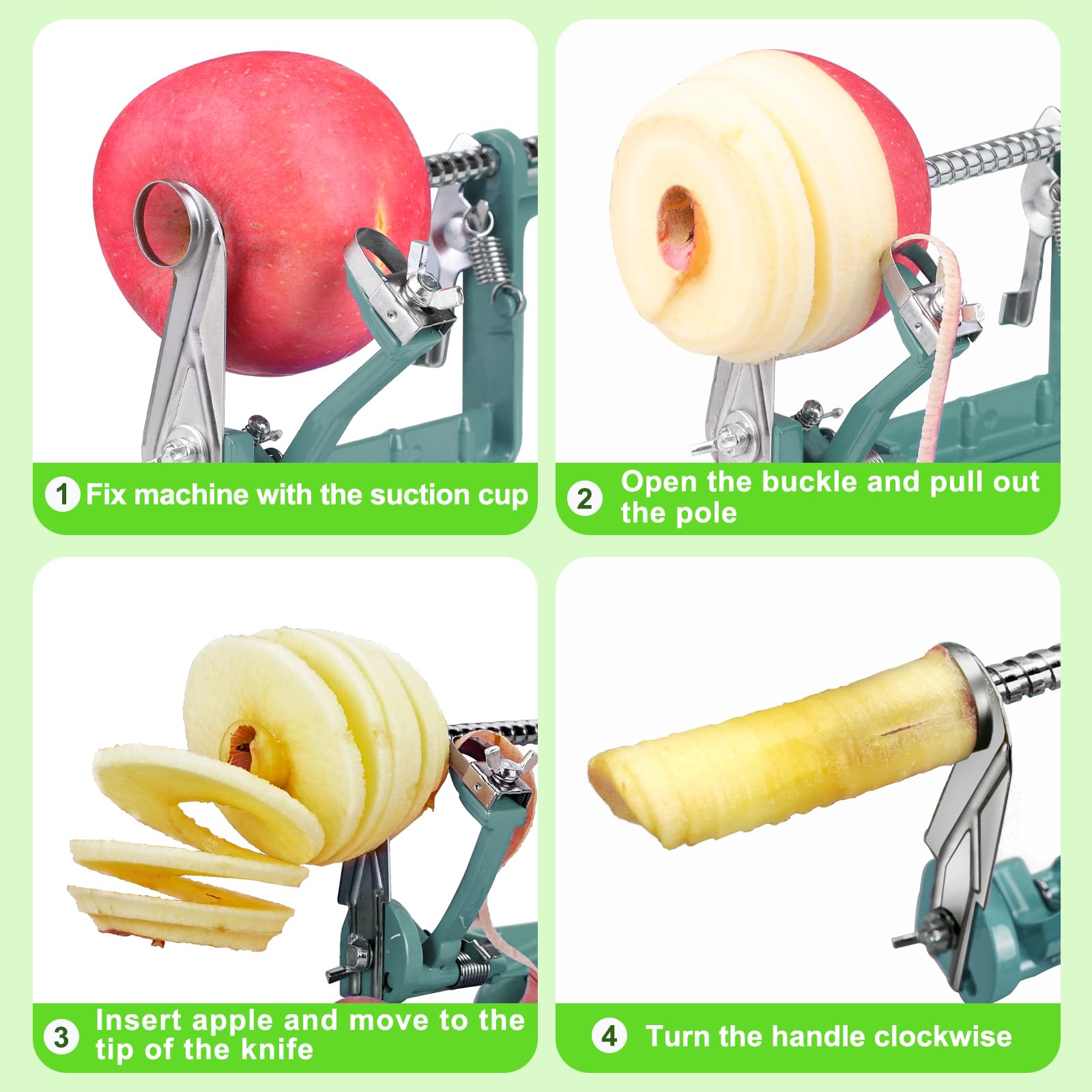 tigwin in use peeling and coring an apple to speed kitchen prep and ensure uniform slices