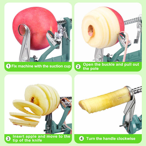 tigwin in use peeling and coring an apple to speed kitchen prep and ensure uniform slices