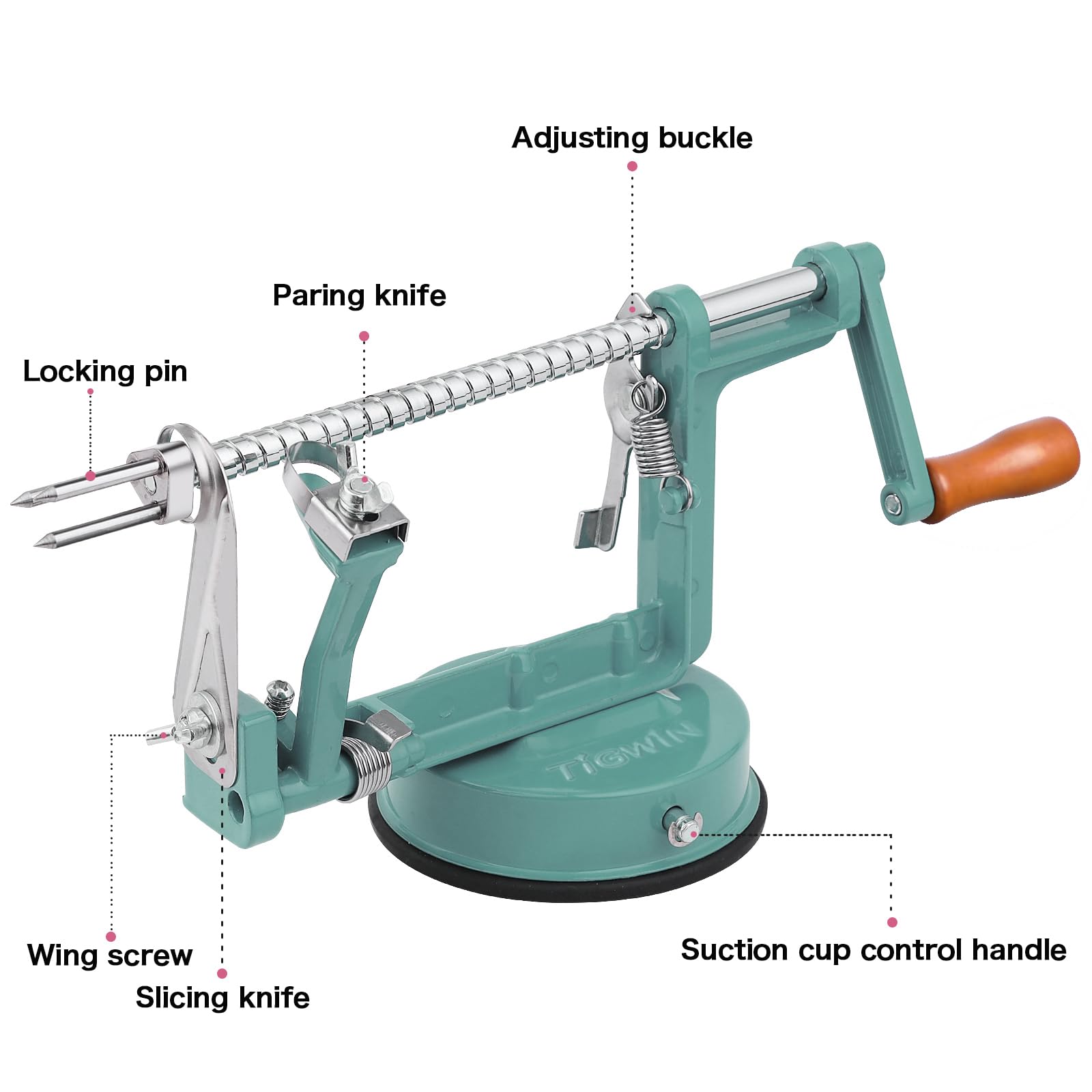 tigwin powerful suction base anchored to countertop for stable one-handed operation
