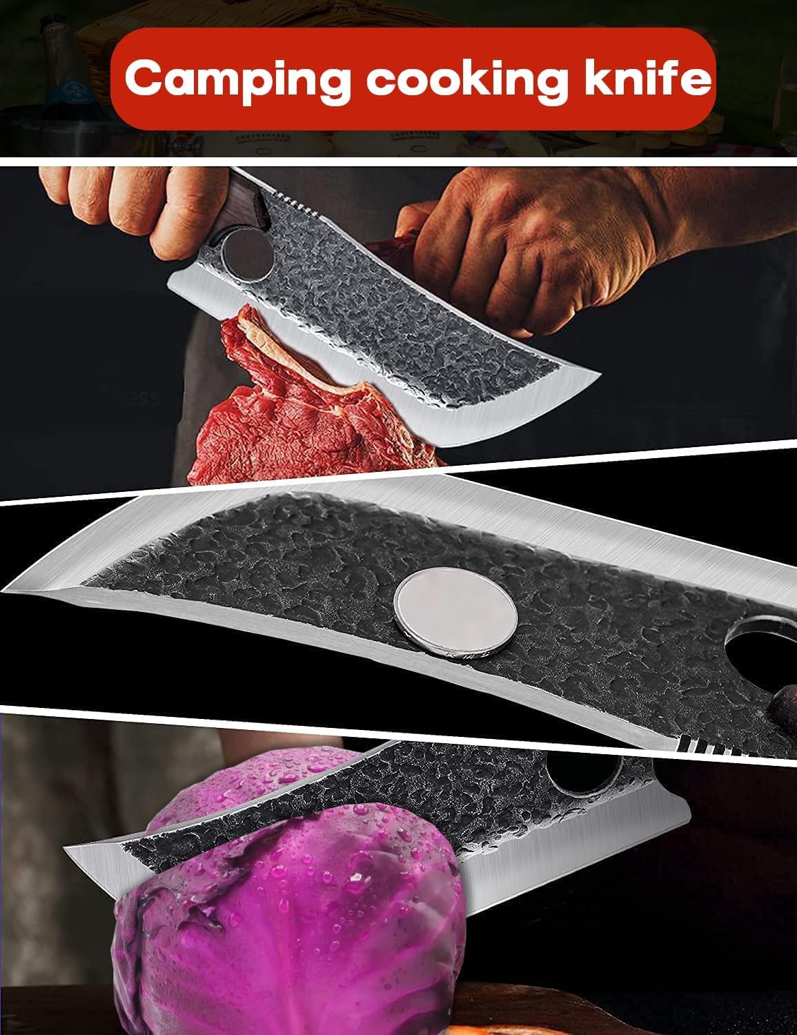 TIJERAS knives on cutting board comparing sizes for appropriate selection