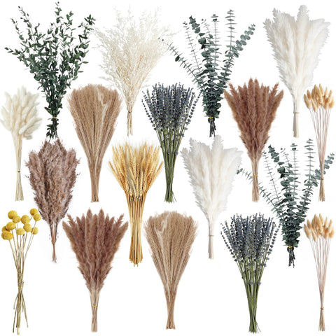 Tikaray front view pampas bouquet showing full natural boho mix for instant styling