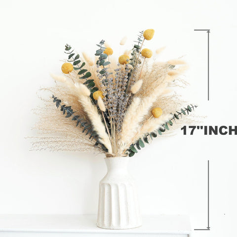 Tikaray bouquet beside ruler showing 17-inch height for scale and placement