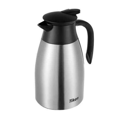 Tiken carafe front view showing silver finish and 1.5L capacity benefit