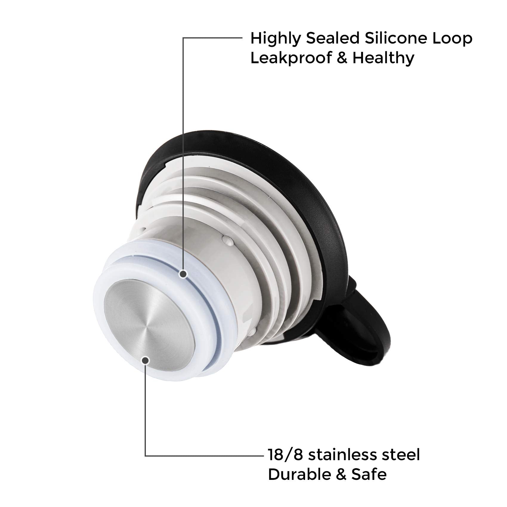 Tiken spout close-up showing groove spout for drip-free pouring benefit