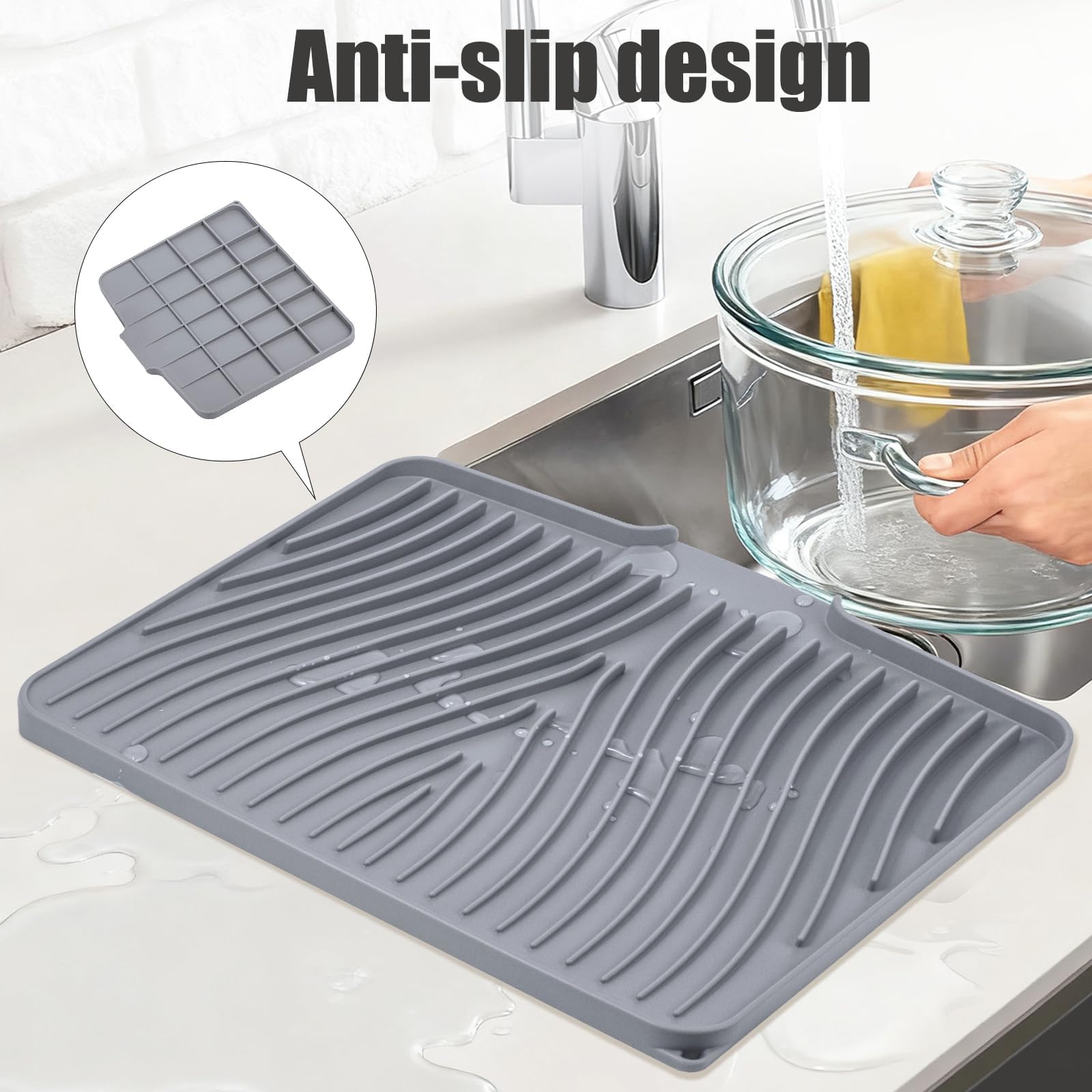 TIKNIK open drain edge detail directing water toward the sink