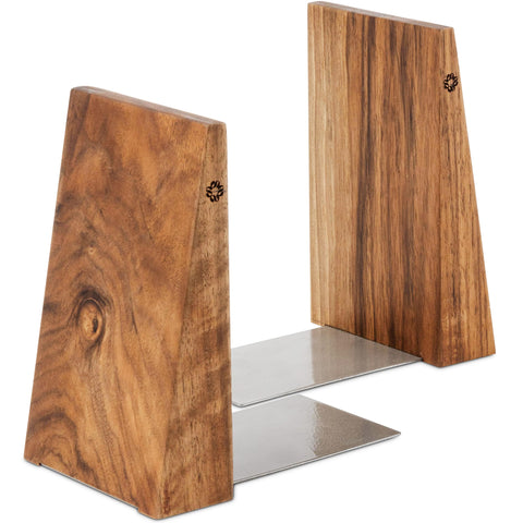 TILISMA walnut bookends front view showing clean modern hold