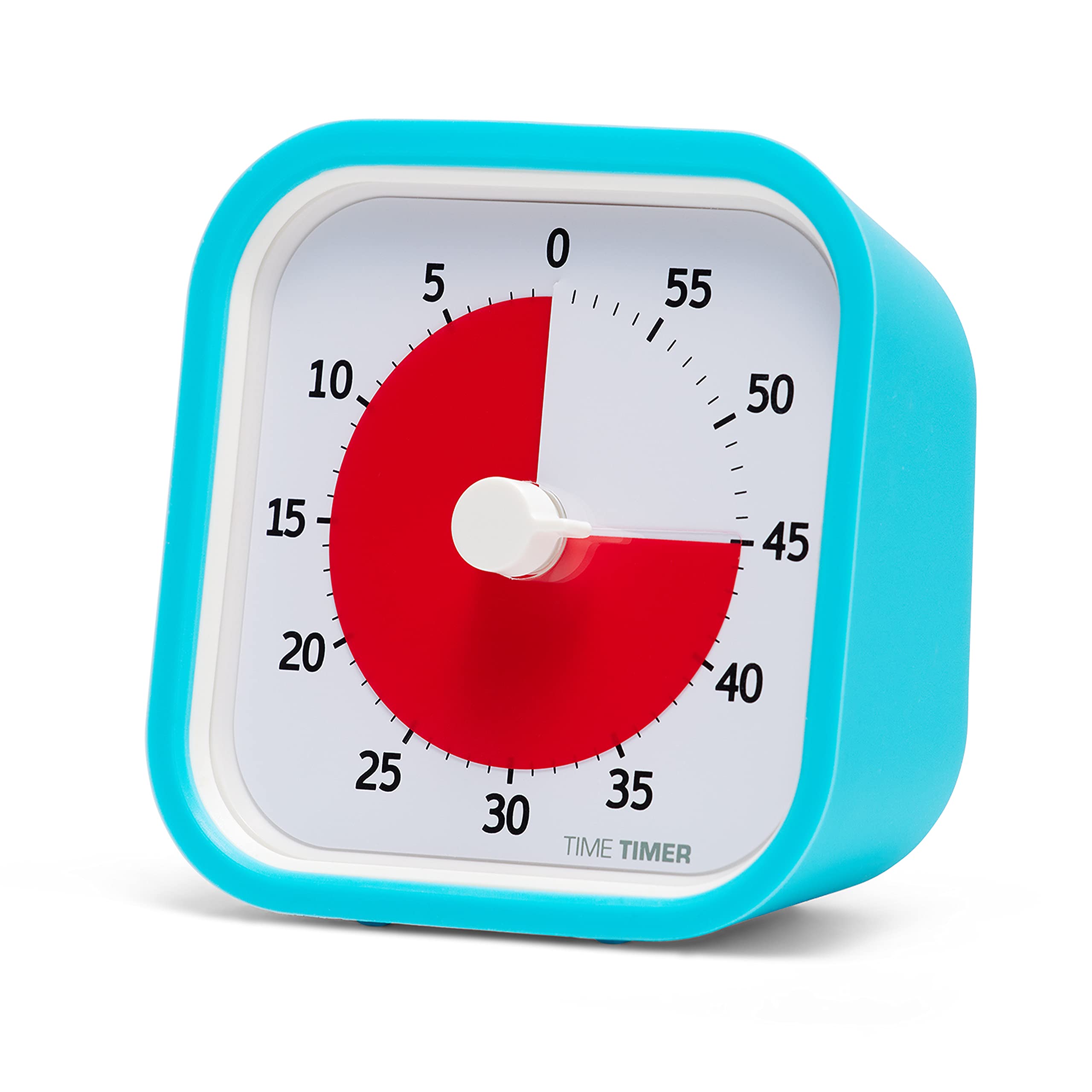 TIME TIMER MOD front view showing sky blue case and clear red disk benefit clarity