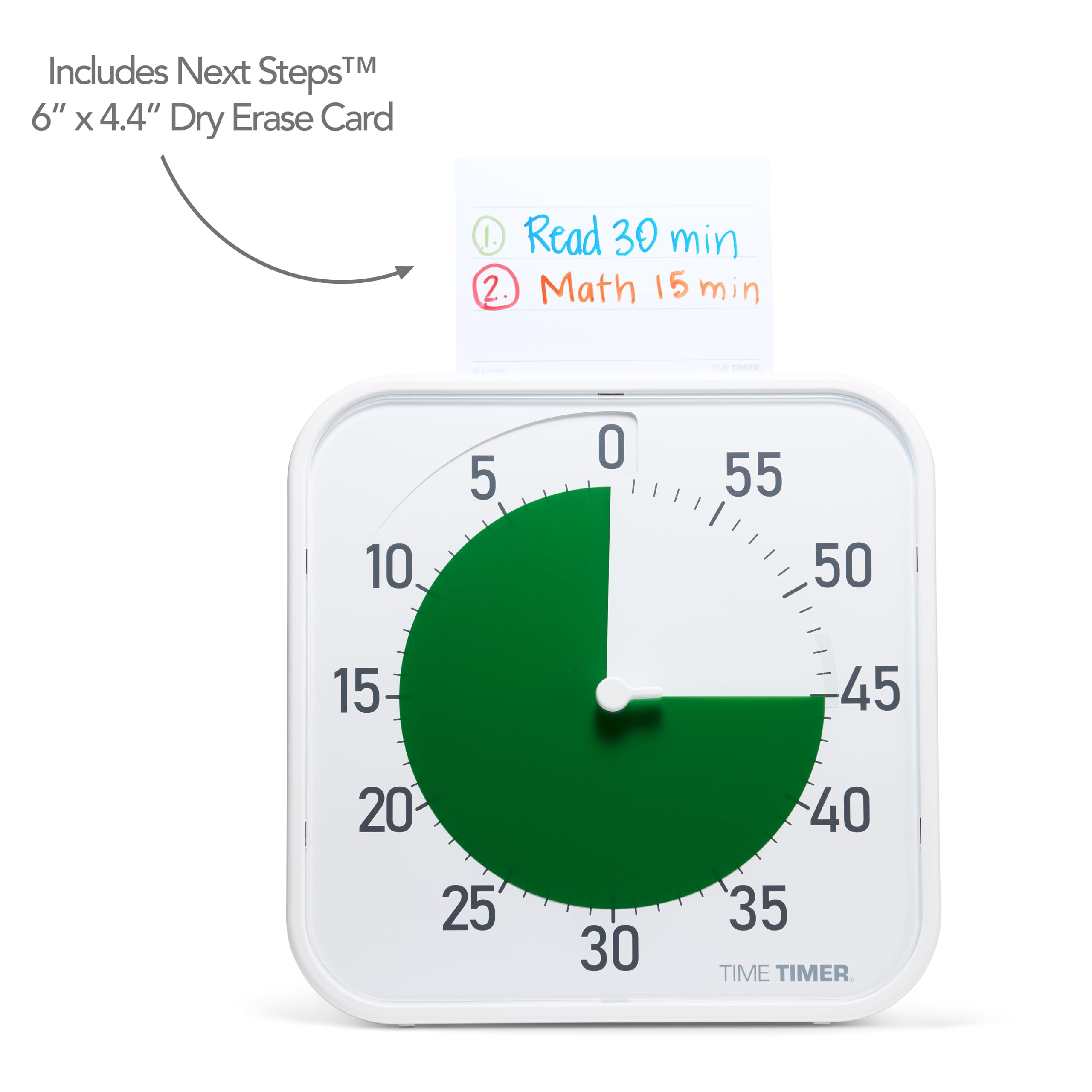 Time Timer close-up of green countdown disk emphasizing clear visibility
