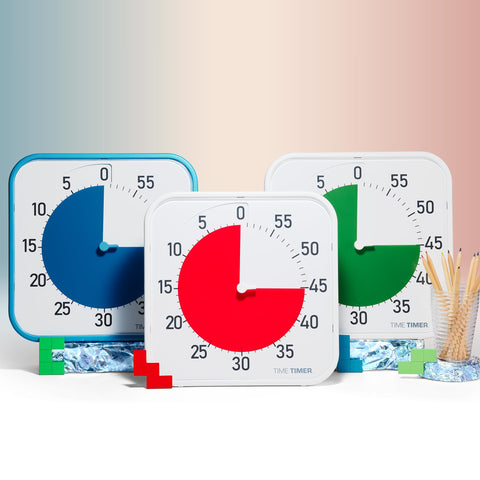 Time Timer with Next Steps dry erase card showing routine support