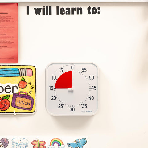 Time Timer with Next Steps dry-erase card supporting routines