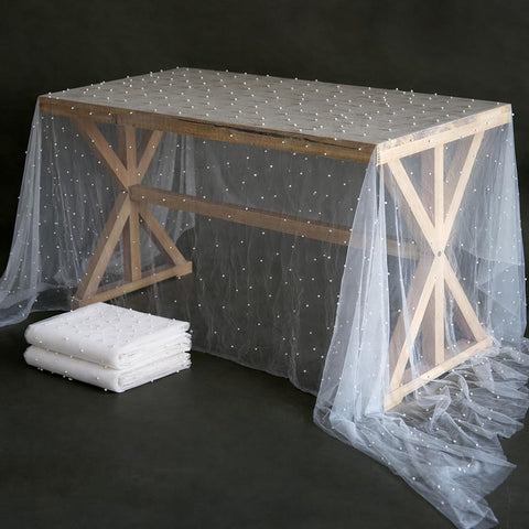 TIMECOSY front view of two white runners showing elegant tabletop coverage and appeal