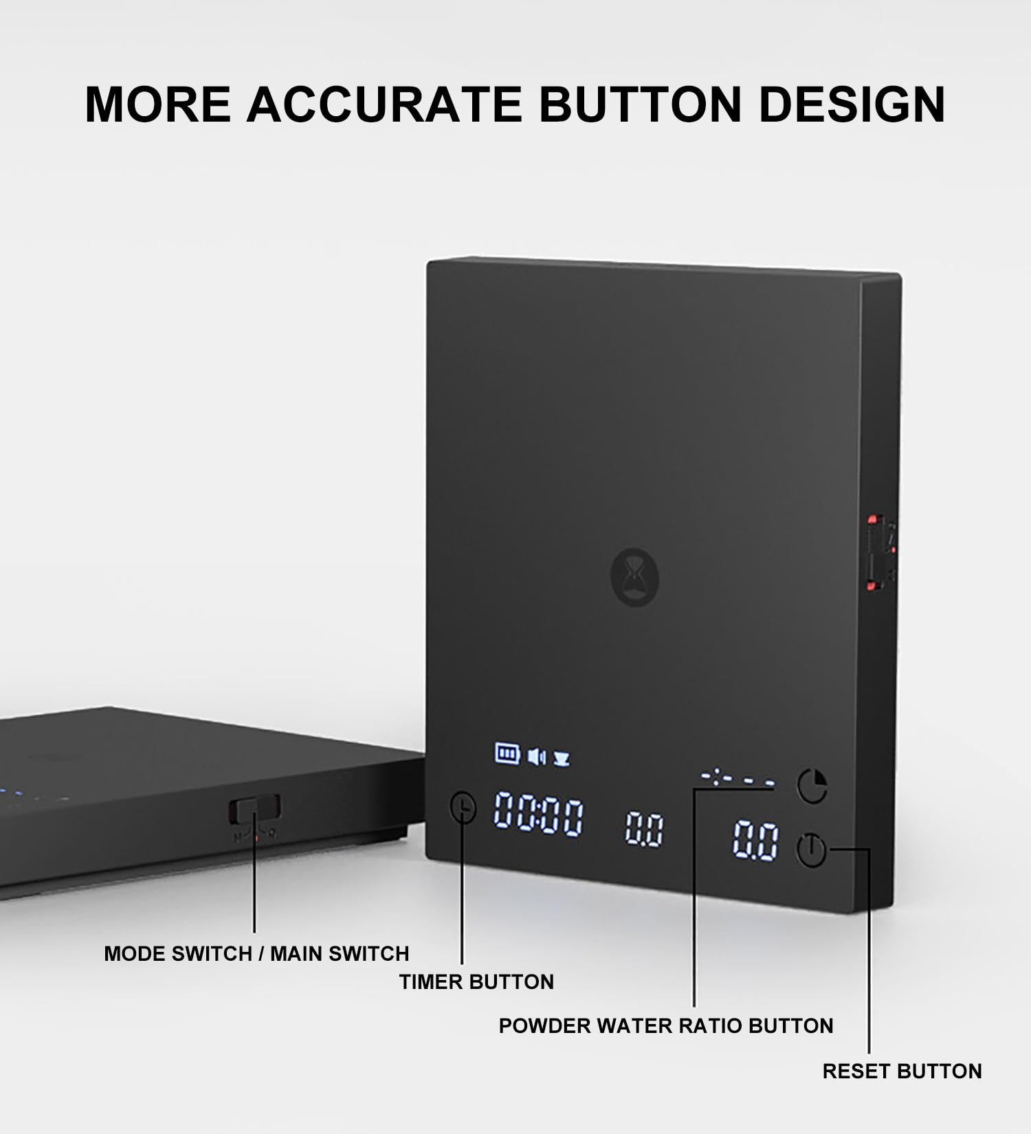 TIMEMORE Black Mirror with espresso cup depicting real-time weight and shot timing benefit