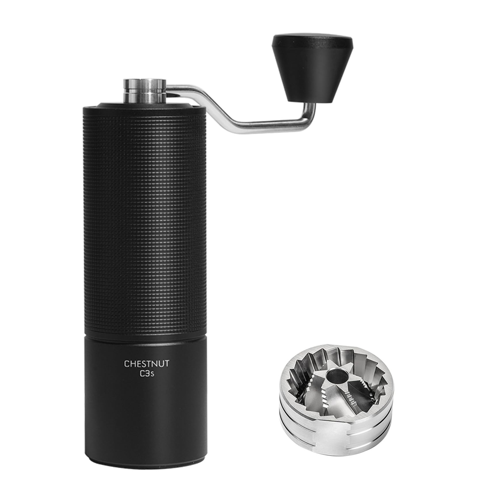 TIMEMORE C3S front view showing compact shape and durable finish for reliable grip