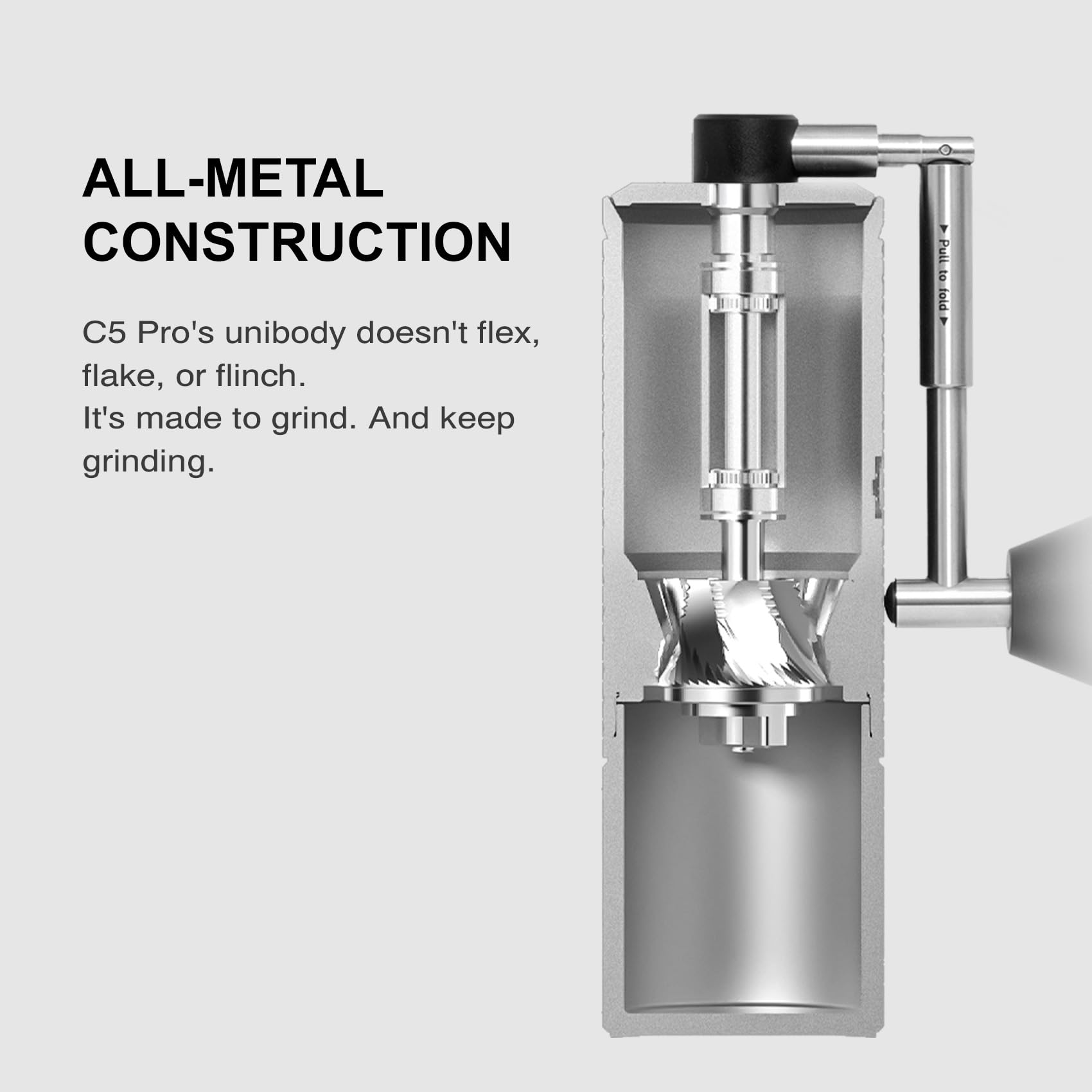 TIMEMORE C5 Pro disassembled parts laid out for easy cleaning and simple maintenance benefit