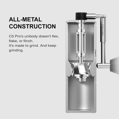 TIMEMORE C5 Pro disassembled parts laid out for easy cleaning and simple maintenance benefit