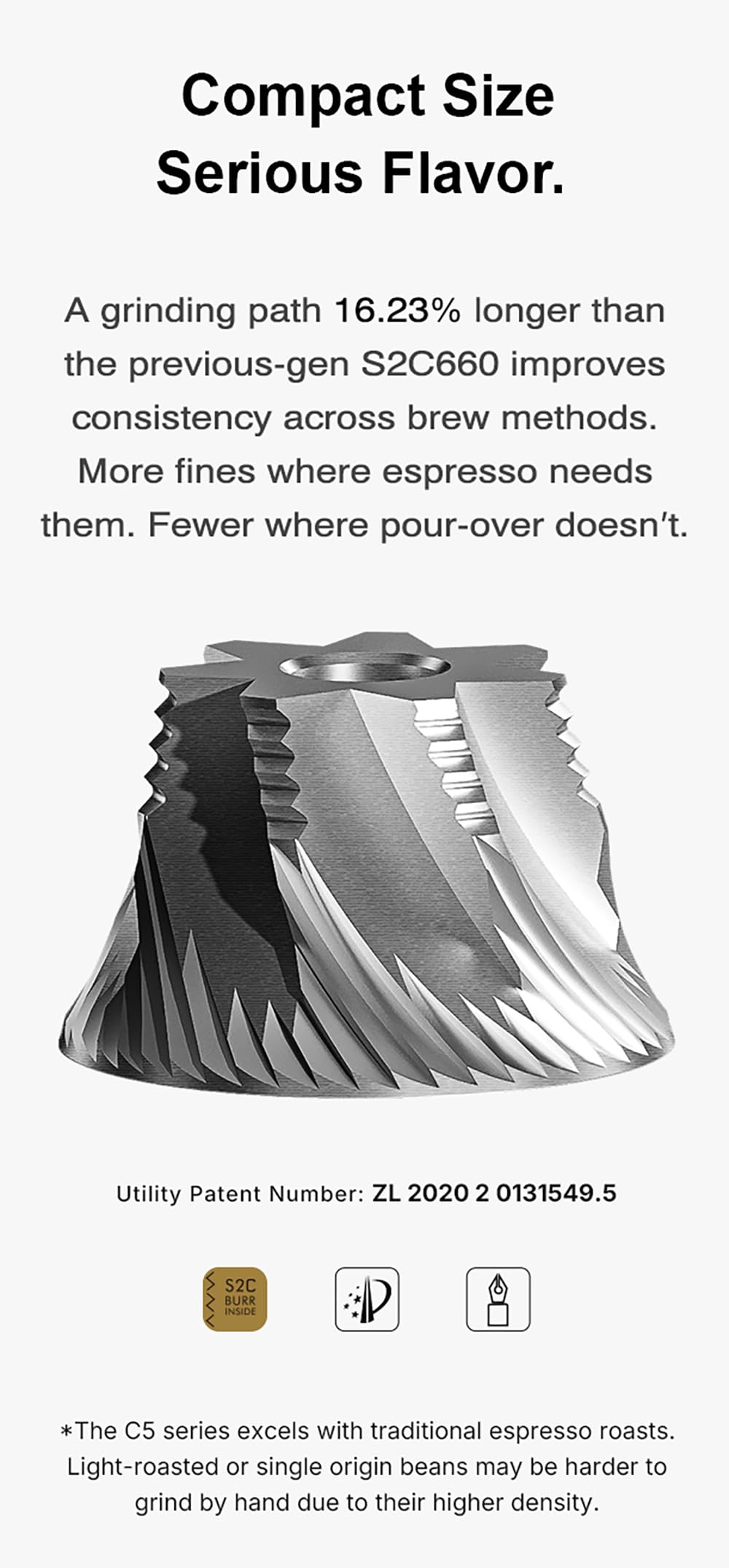 TIMEMORE C5 Pro folded handle compact for travel and easy packing