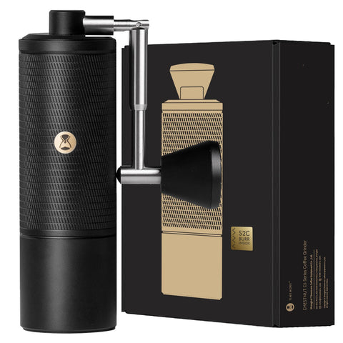 TIMEMORE C5 Pro front view showing compact all-metal body and portably designed form