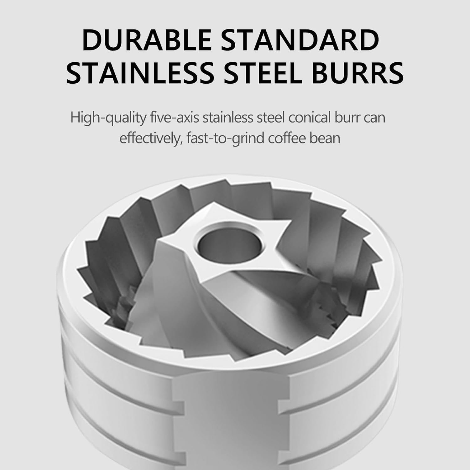 TIMEMORE Chestnut C2 top view open to reveal CNC-cut stainless steel burrs for consistent grinds